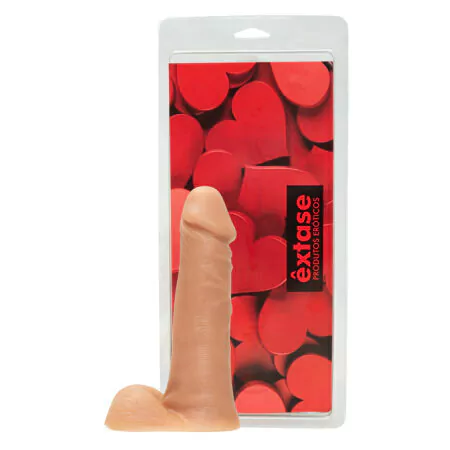 Prótese realística com escroto 19 x 4,8 cm –Bege Êxtase