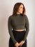 Cropped Alana Manga Longa Verde Militar
