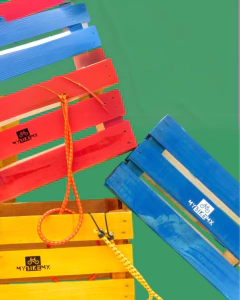Caja de Carga Trasera para Bicicleta Madera en Colores con Liga de Ajuste Mybikemx