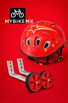 Kit de Casco Infantil Personalizado y llantitas Entrenadoras para Bicileta Rodada 12 a 20 MyBikeMx