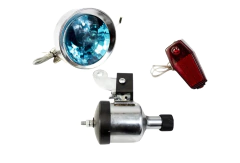 Luz Faro Bicicleta Vintage Con Dínamo 12v 6w Y Luz Trasera