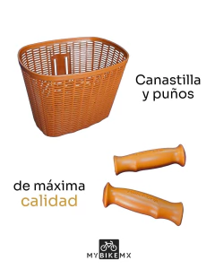 Kit Bicicleta Canasta Timbre Espejos Puños Y Asiento MyBikeMx - MyBikeMx