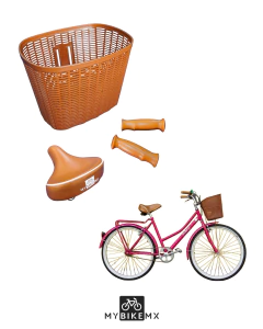 Kit Bicicleta Canasta Timbre Espejos Puños Y Asiento MyBikeMx
