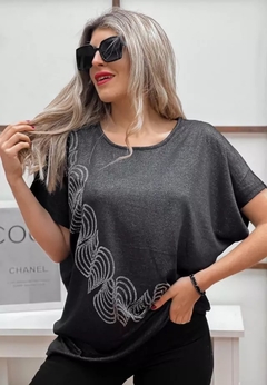 Remeron Waves estampado y strass amplio hta XXL Art 23517 Fr - Las Pilipu