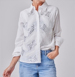 Camisa Briana bordado hojas lentejuelas art4090 Fr - tienda online