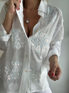 Camisa Rachel encaje y bordada flores hta XL Art8000 Vi - comprar online