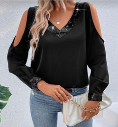 Sweater Atenas hombros descubiertos lentejuelas Rch en internet