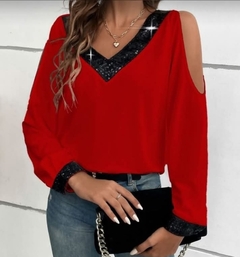 Sweater Atenas hombros descubiertos lentejuelas Rch - comprar online