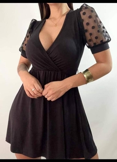Vestido Roma cuello V detalle mangas Rch