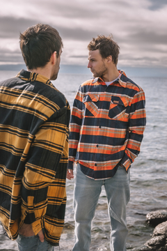 Camisa Clásica Hombre - Mostaza y Negro - tienda online