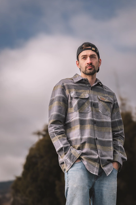 Camisa Clásica Hombre - Verde y Gris