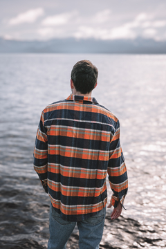 Camisa Clásica Hombre - Azul y Naranja - Kaysun