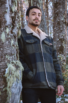 Campera de Paño Hombre - Verde y Negro