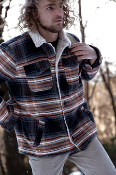 Campera de Paño Hombre - Marron y Negro en internet