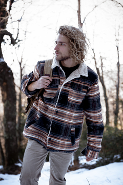 Campera de Paño Hombre - Marron y Negro