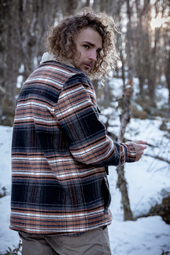 Campera de Paño Hombre - Marron y Negro - Kaysun