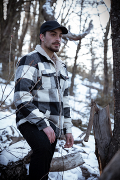 Campera de Paño Hombre - Negro y Blanco