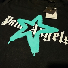 Playera Palm Angels Star Sprayed Negro-Verde - comprar en línea
