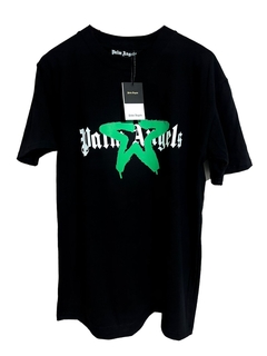 Playera Palm Angels Star Sprayed Negro-Verde