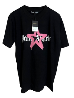 Playera Palm Angels Star Sprayed Negro-Rosa