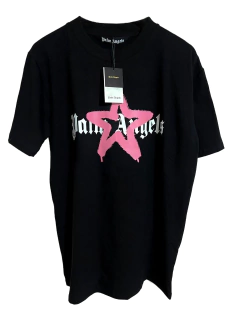 Playera Palm Angels Star Sprayed Negro-Rosa
