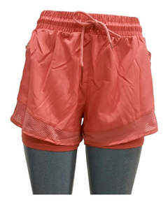 Short Deportivo 2 En 1 Dama Lycra Con Cordon Elastico Coral