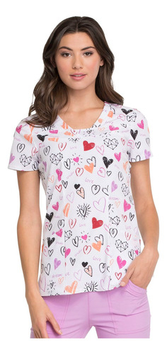 Filipina Estampada Heartsoul Hs6 - Kura Uniformes Médicos