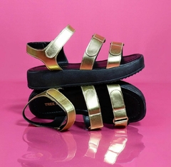 Flat Form Preta com Dourada Tree Shoes