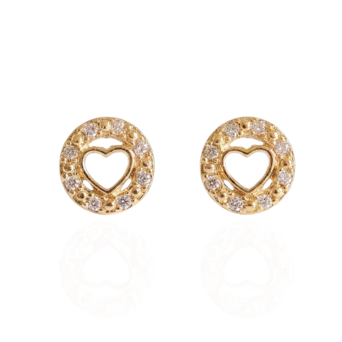 Brinco coração com zircônias em banho de Ouro 18K