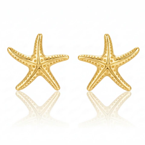 Brinco estrela do mar em banho de Ouro 18K