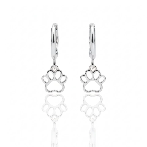 Brinco argola click com patinha pet em banho de Prata 925