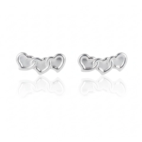 Brinco corações em banho de Prata 925