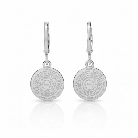 Brinco argola click medalha pai nosso em banho de Prata 925