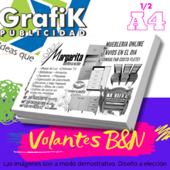 VOLANTES 1/2 A4 BLANCO Y NEGRO 1 CARA - comprar online