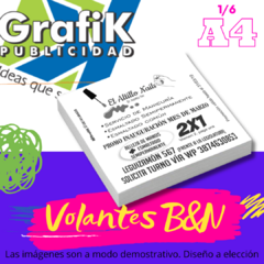 VOLANTES 1/6 A4 BLANCO Y NEGRO 1 CARA - comprar online