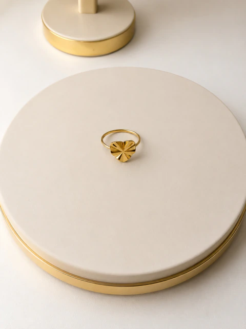 ANEL CORAÇÃO ORGÂNICO DOURADO