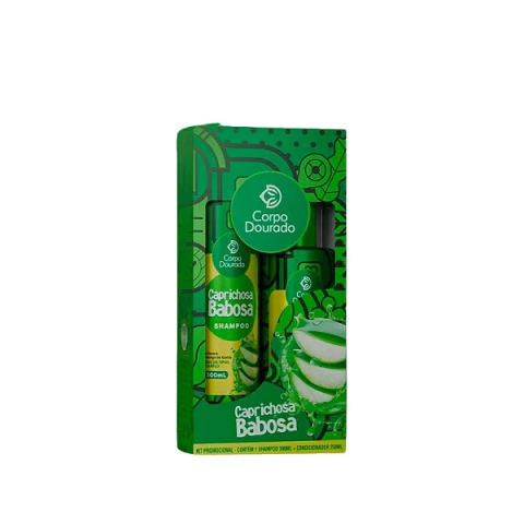 kit capilar Caprichosa Babosa (Shampoo 300ml + Condicionador 250ml) Corpo Dourado