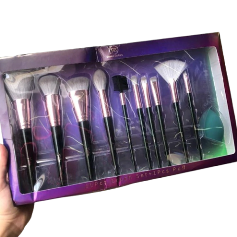 Kit com 10 Pincéis e Esponja para Maquiagem Seven Colors - comprar online