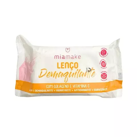Lenço Demaquilante Mia make com Colágeno e Vitamina C – 25 unidades