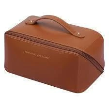 Necessaire Feminina de Couro – com divisória para Maquiagem e Viagem