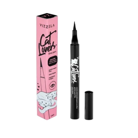 Caneta Delineadora Preta Vizzela Line Pen Ponteira Super Fina Cat Lovers Ultra Black Vegana - comprar online