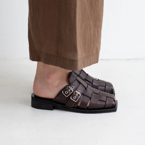 Mule de cuero APOLO choco - comprar online