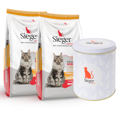 Combo x2 Sieger Katze urinary 1 kg + Lata Contenedora de Regalo