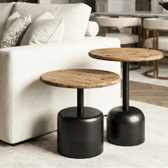 Conjunto Duas Mesas laterais Metal e Madeira - CarmelaBlend ® | Online e Descomplicado