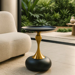 Mesa Lateral auxiliar Maiori Grafite e Dourado na internet