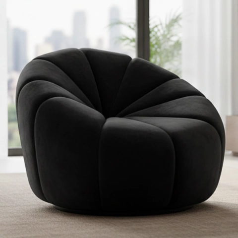 Poltrona Flower em veludo preto - comprar online