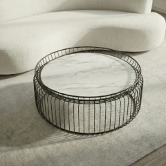 Mesa de Centro Nairon Metal e Tampo em Mármore Sintético na internet