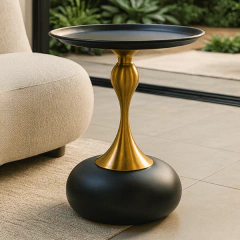 Mesa Lateral auxiliar Maiori Grafite e Dourado - comprar online