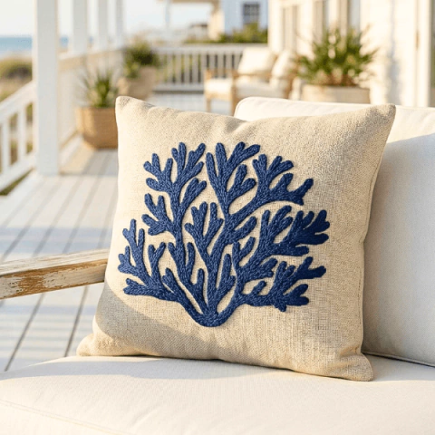 Almofada Coralis Bordada - Coleção Marina - comprar online
