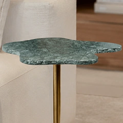 Mesa Lateral Organic Flow em Mármore Imperial e metal - tienda online